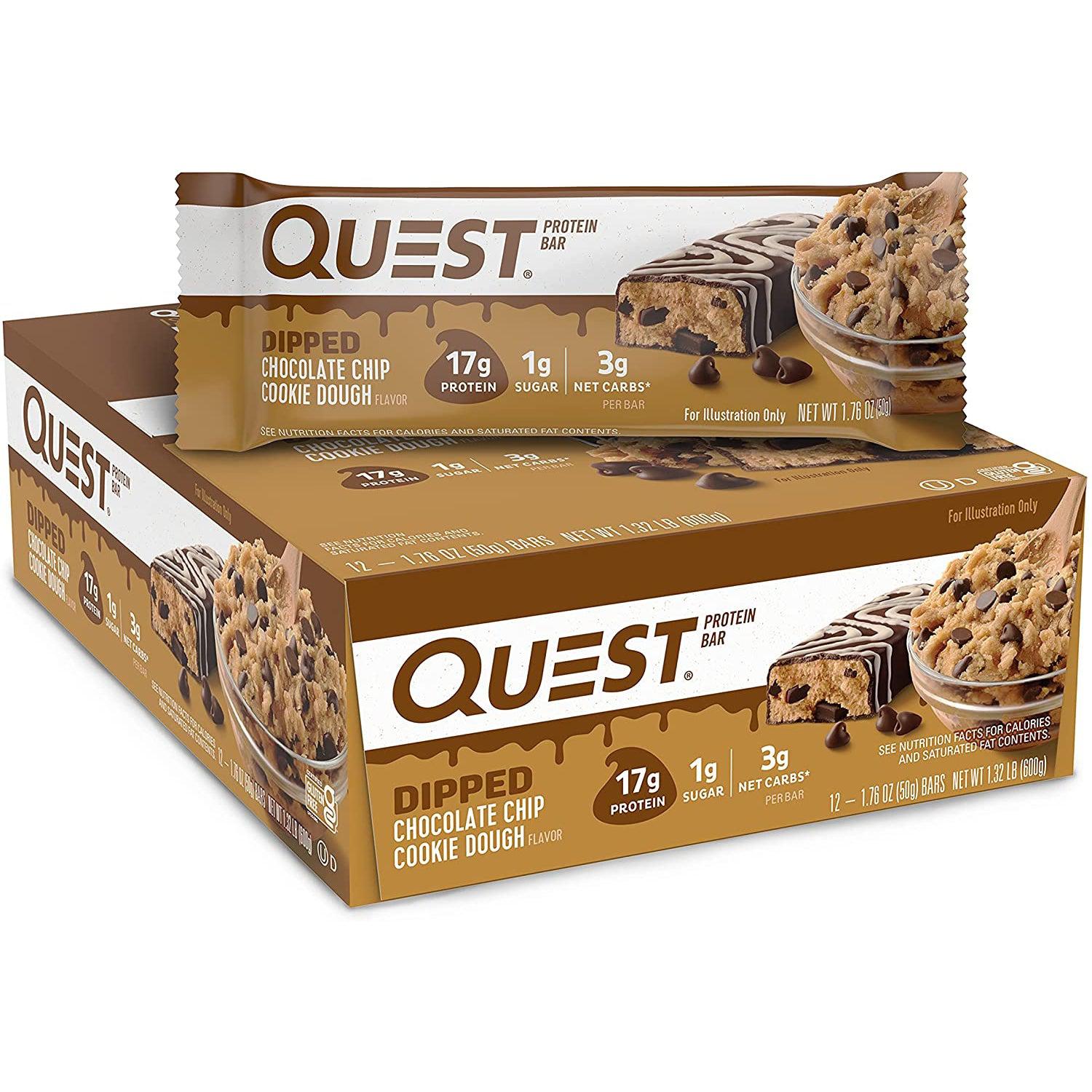 Quest Protein Bars-Box (12 bars)-Dipped Chocolate Chip Cookie Dough-N101 Nutrition