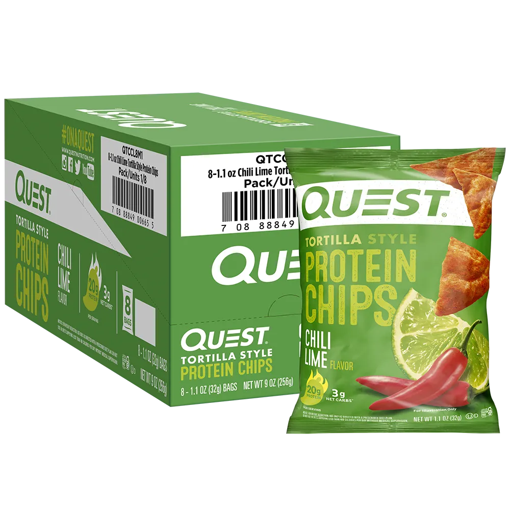 Quest Tortilla Style Protein Chips-Box (8 Bags)-Chili Lime-N101 Nutrition