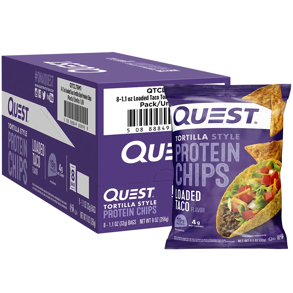 Quest Tortilla Style Protein Chips-Box (8 Bags)-Loaded Taco-N101 Nutrition