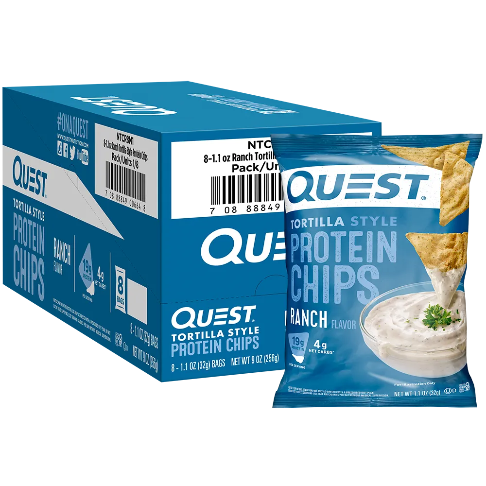 Quest Tortilla Style Protein Chips-Box (8 Bags)-Ranch-N101 Nutrition