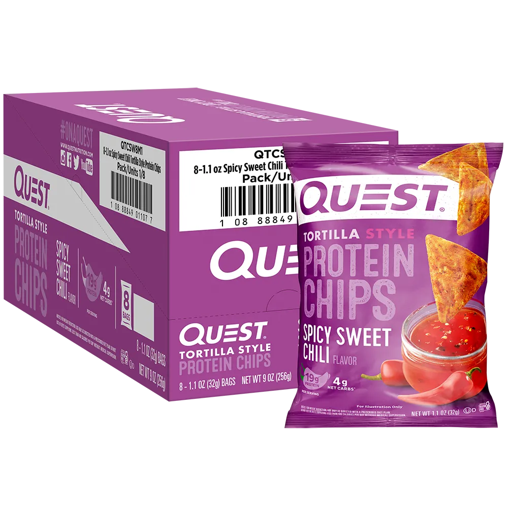 Quest Tortilla Style Protein Chips-Box (8 Bags)-Spicy Sweet Chili-N101 Nutrition