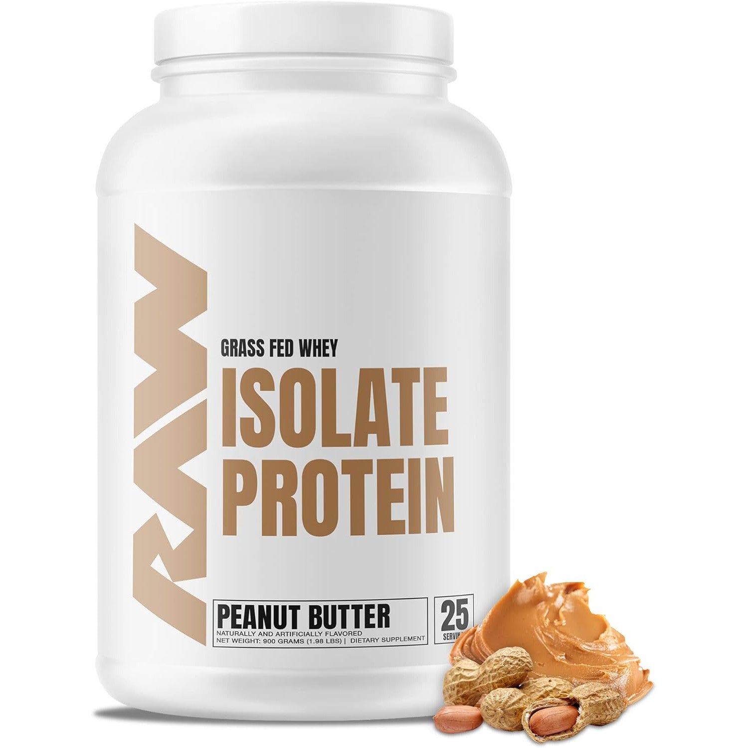 RAW Grass Fed Whey Protein Isolate-25 servings (2 lbs)-Peanut Butter-N101 Nutrition