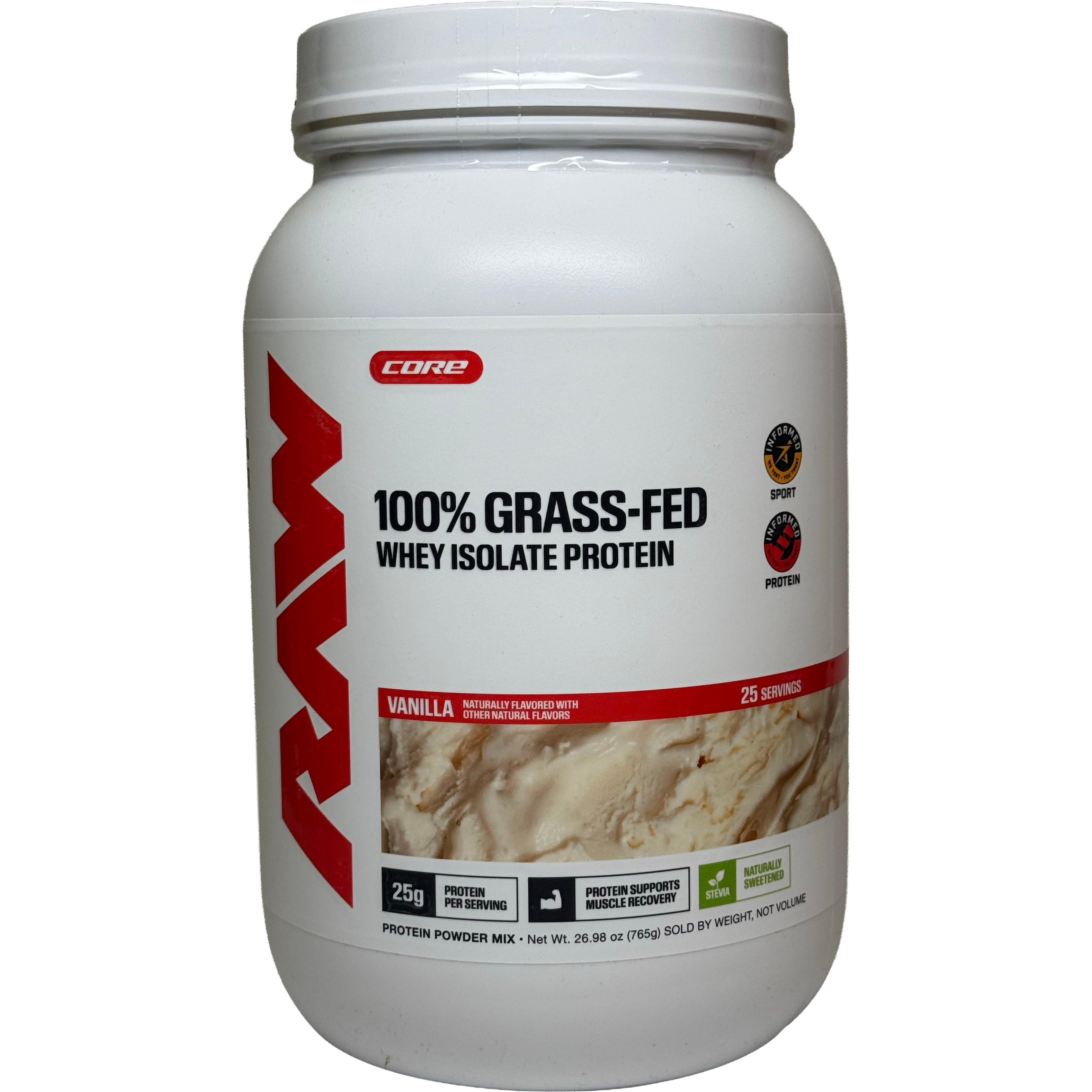 RAW Nutrition 100% Grass-Fed Whey Isolate Protein-25 servings (2 lbs)-Vanilla-N101 Nutrition