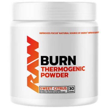 RAW Nutrition Burn Thermogenic Powder-30 servings-Sweet Citrus-N101 Nutrition