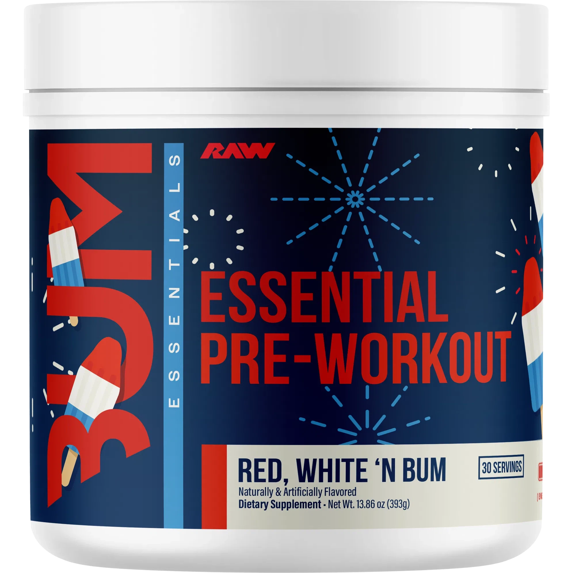 RAW Nutrition CBUM Essential Pre-Workout-30 servings-Red, White 'N BUM-N101 Nutrition