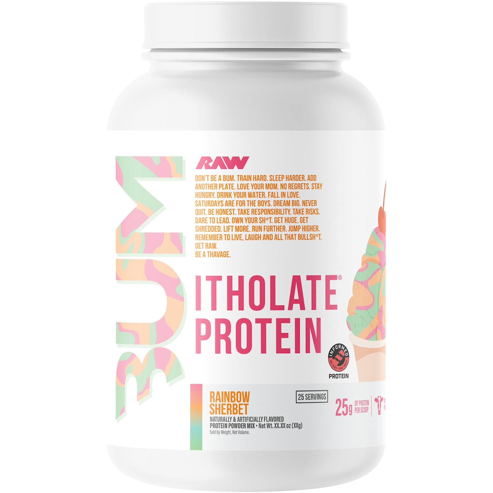 RAW Nutrition CBUM Itholate Protein-25 servings-Rainbow Sherbet-N101 Nutrition