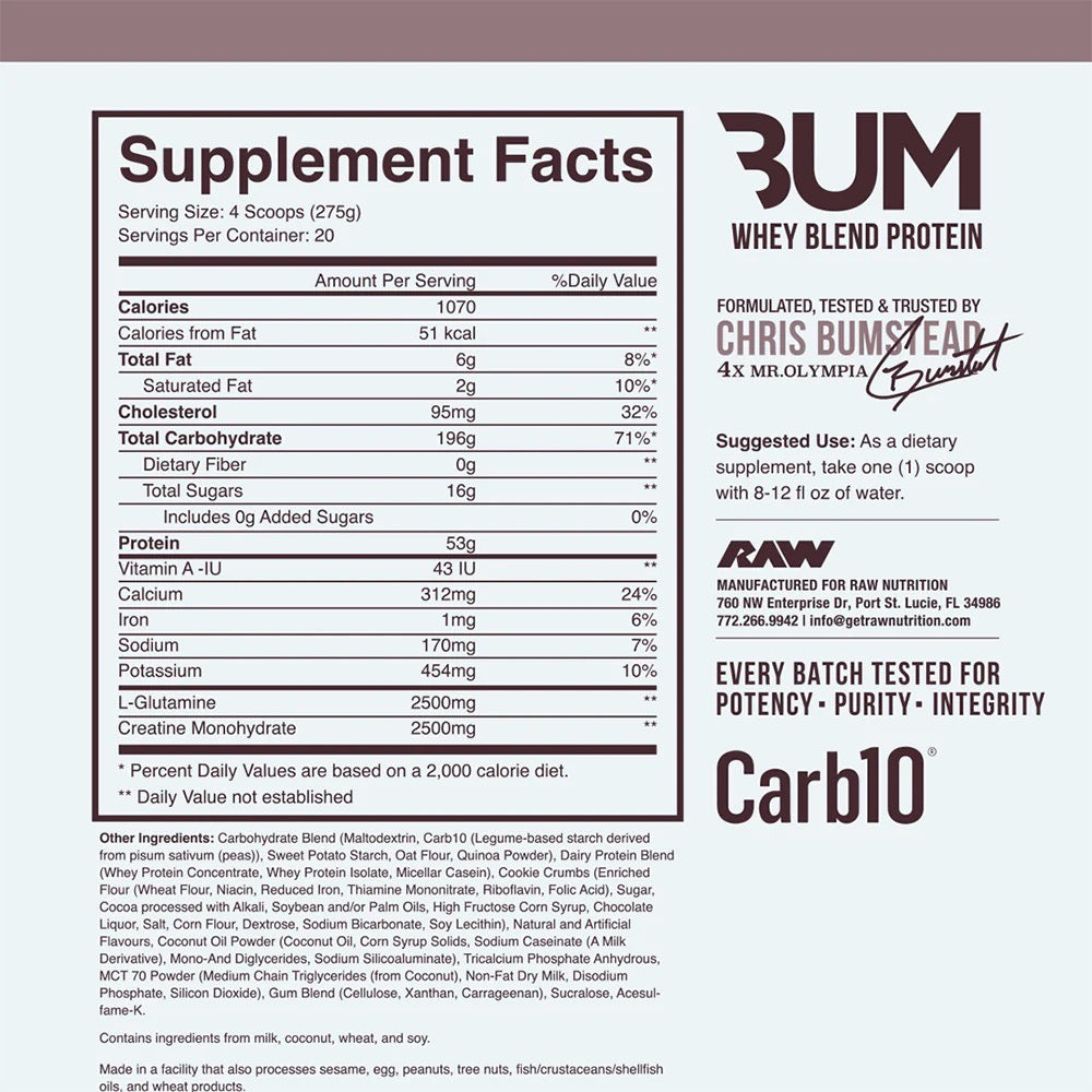 RAW Nutrition CBUM Mass Gainer-N101 Nutrition