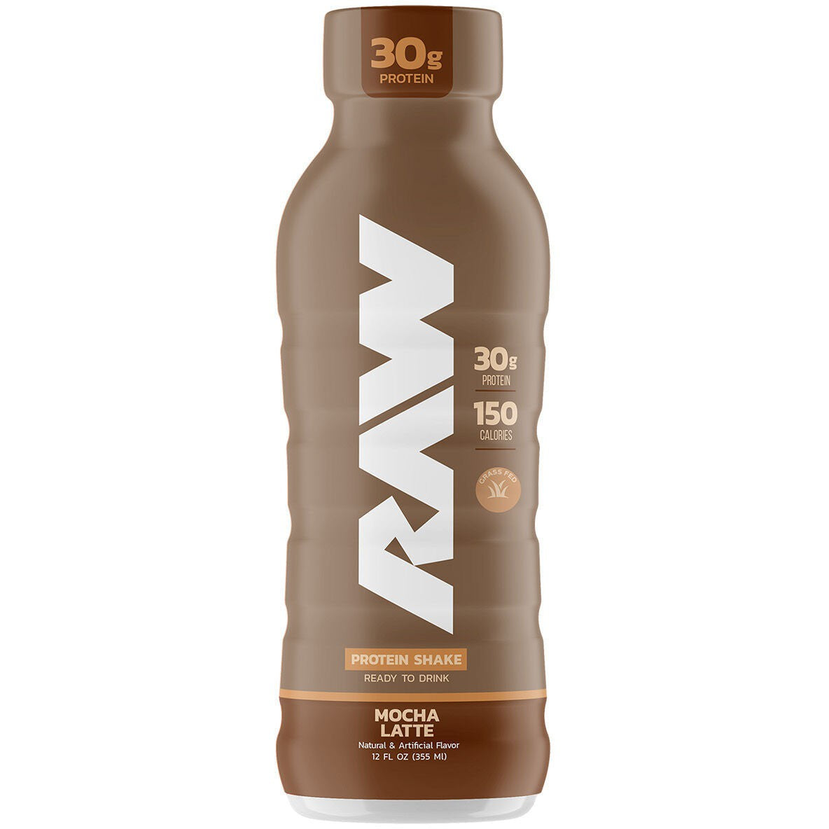 RAW Nutrition Grass-Fed Isolate Protein RTD-Single Bottle (12 fl oz)-Mocha Latte-N101 Nutrition