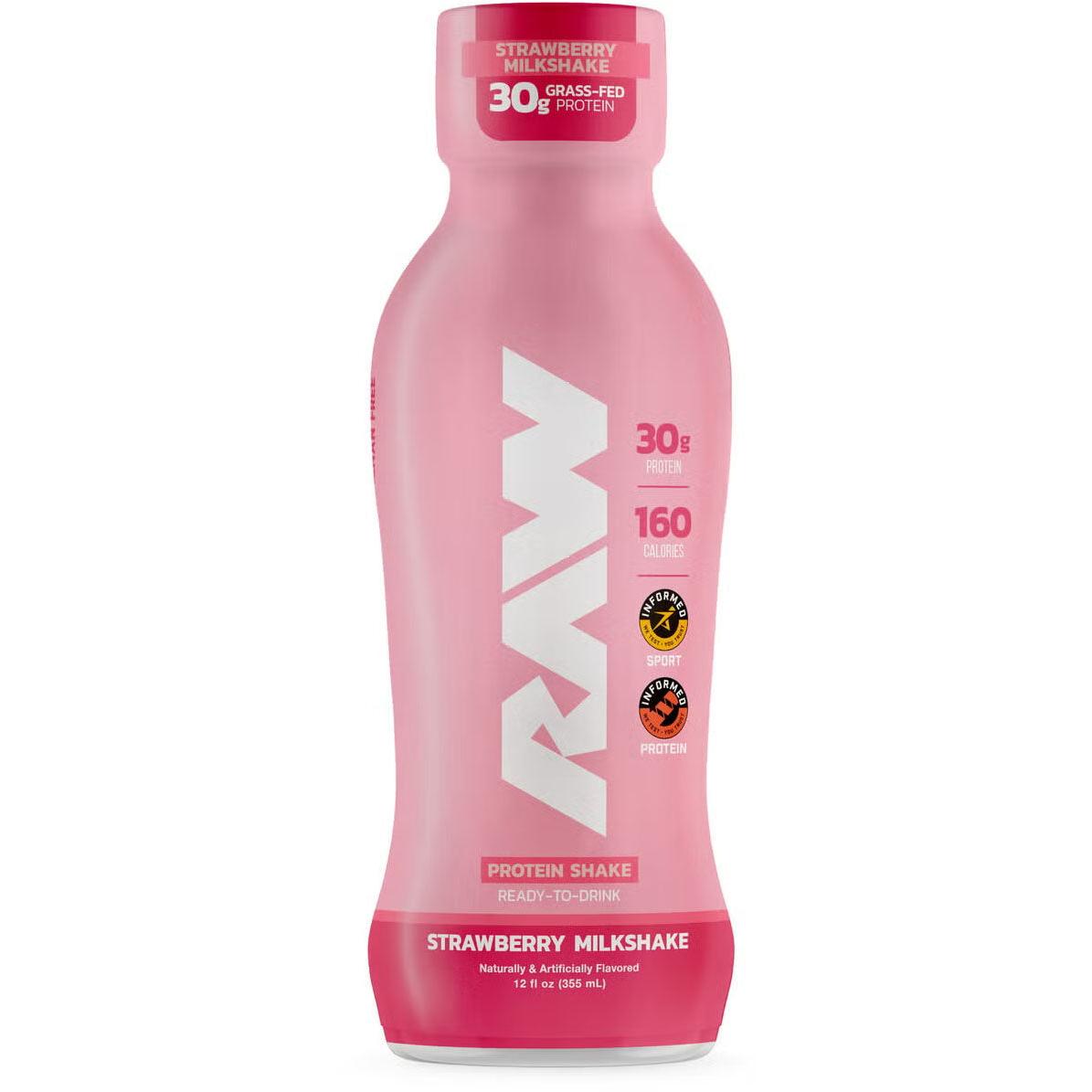 RAW Nutrition Grass-Fed Isolate Protein RTD-Single Bottle (12 fl oz)-Strawberry Milkshake-N101 Nutrition