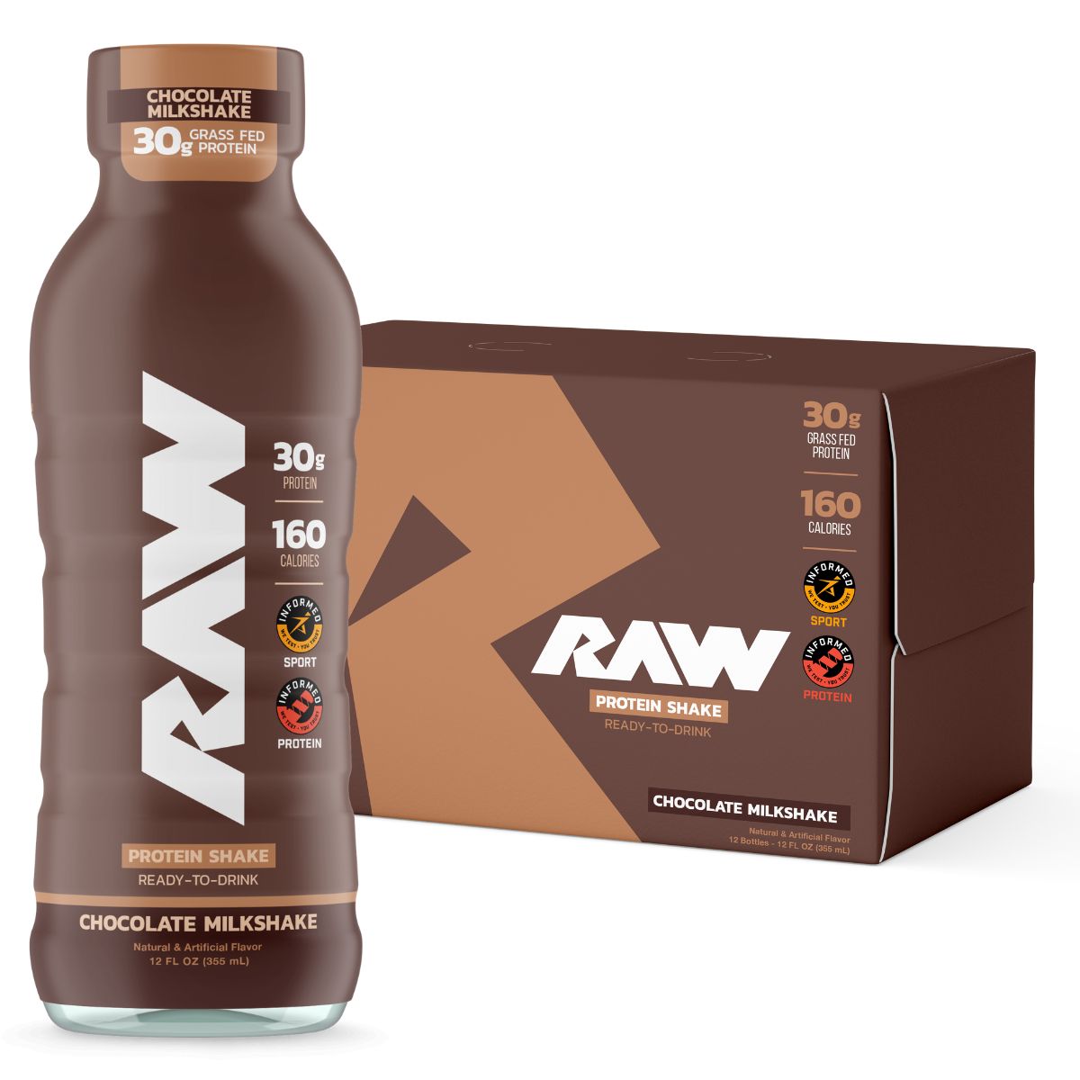 RAW Nutrition Protein Shake RTD-1 case (12 bottles)-Chocolate Milkshake-N101 Nutrition