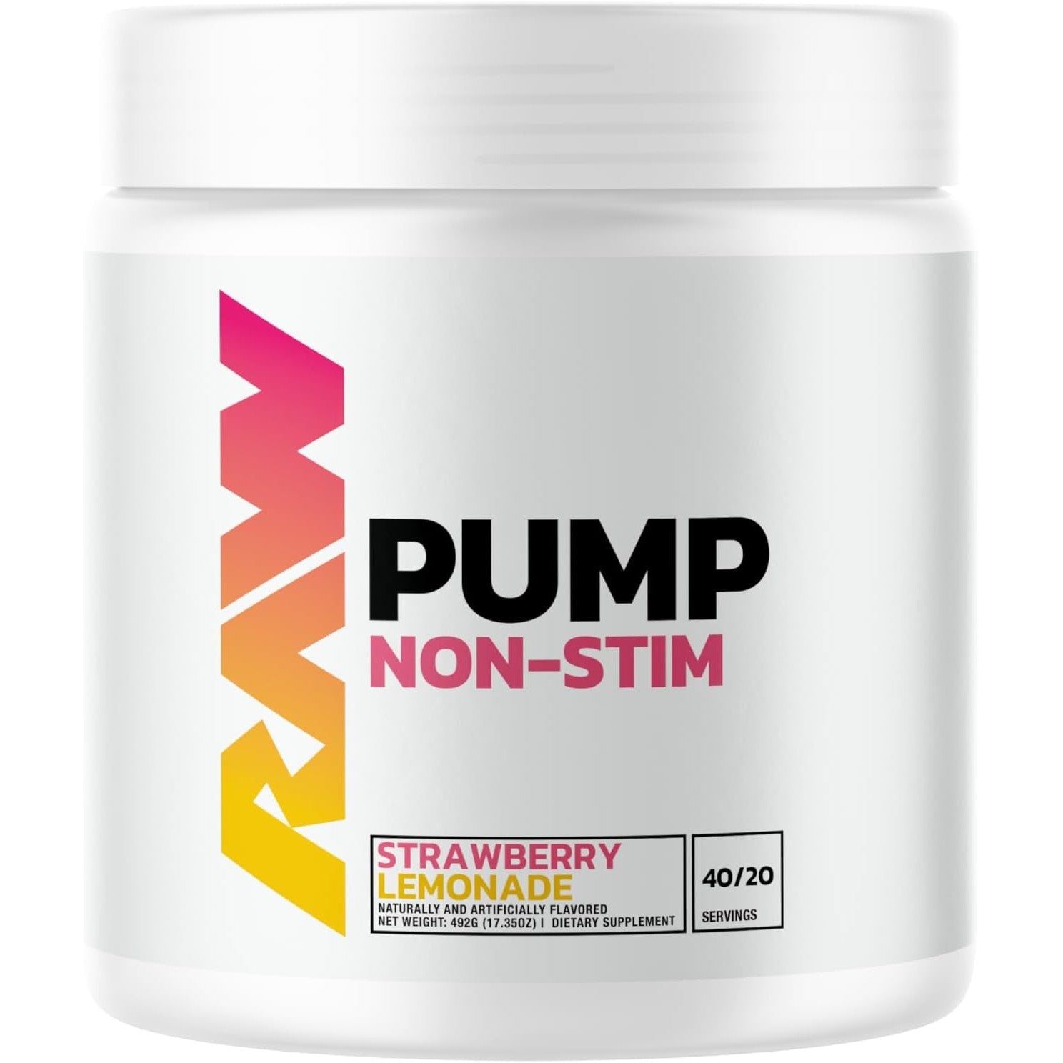 RAW Nutrition Pump Non-Stim-40/20 servings (470 g)-Strawberry Lemonade-N101 Nutrition