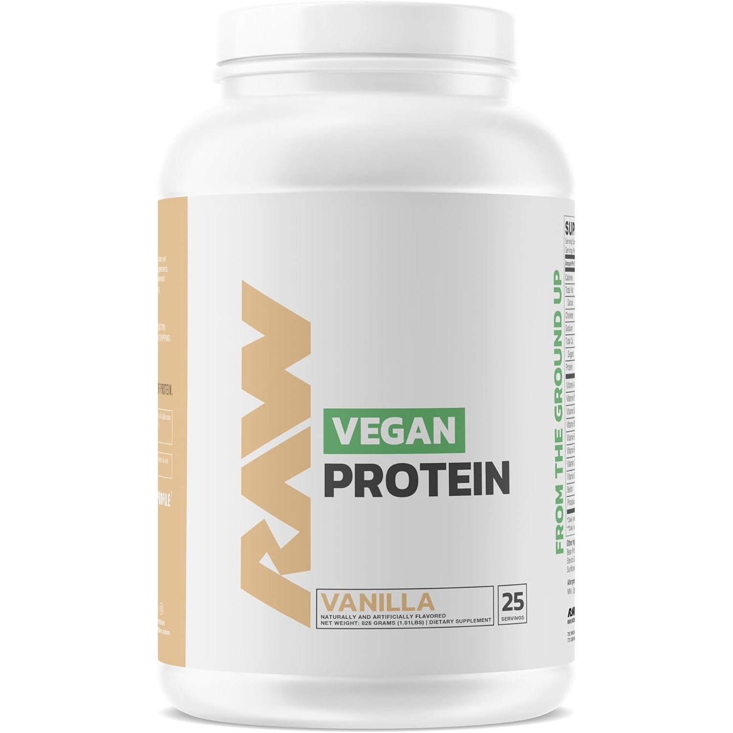 RAW Nutrition Vegan Protein-25 servings-Vanilla-N101 Nutrition