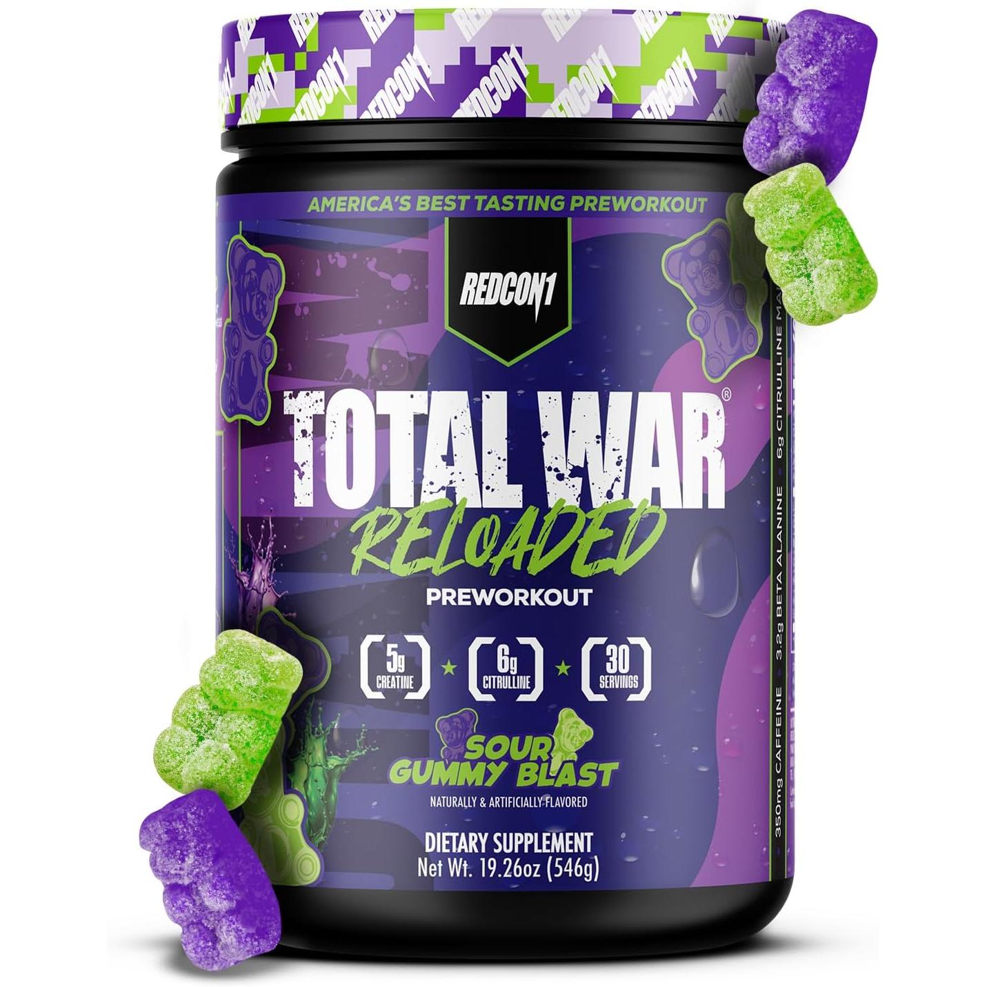 REDCON1 Total War Reloaded Preworkout-30 servings-Sour Gummy Blast-N101 Nutrition