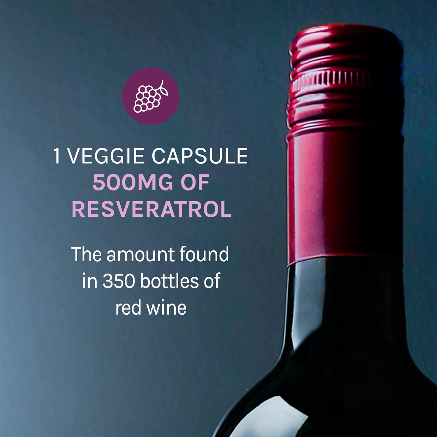 Reserveage Beauty Resveratrol 500 mg 4-Hour Sustained Release-60 veggie capsules-N101 Nutrition