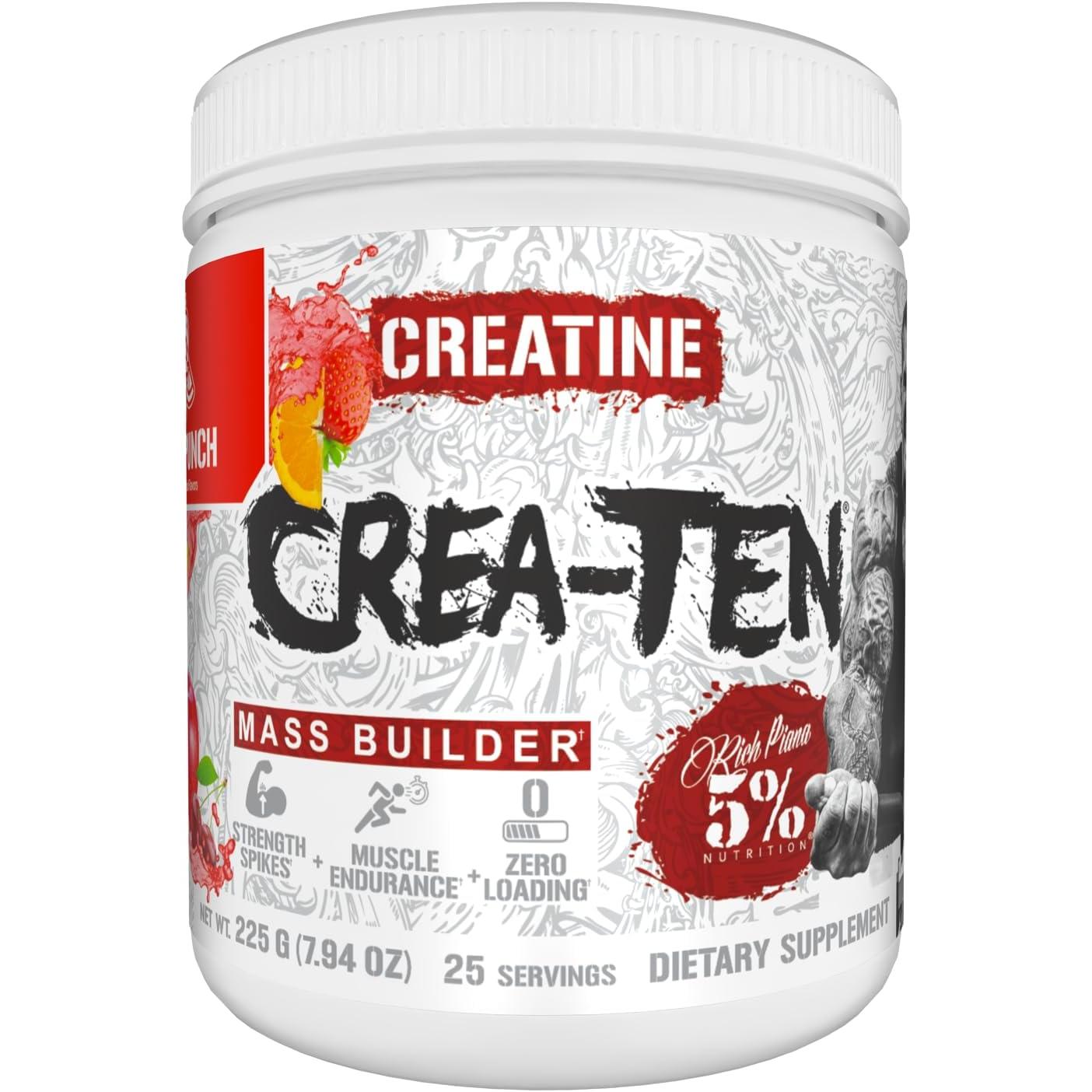 Rich Piana 5% Nutrition Crea-TEN® Creatine Mass Builder-30 servings-Fruit Punch-N101 Nutrition