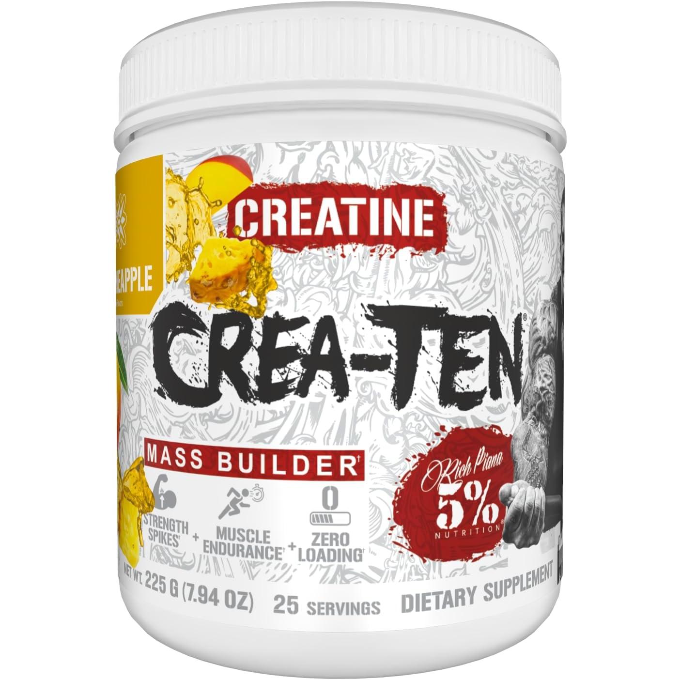 Rich Piana 5% Nutrition Crea-TEN® Creatine Mass Builder-30 servings-Mango Pineapple-N101 Nutrition