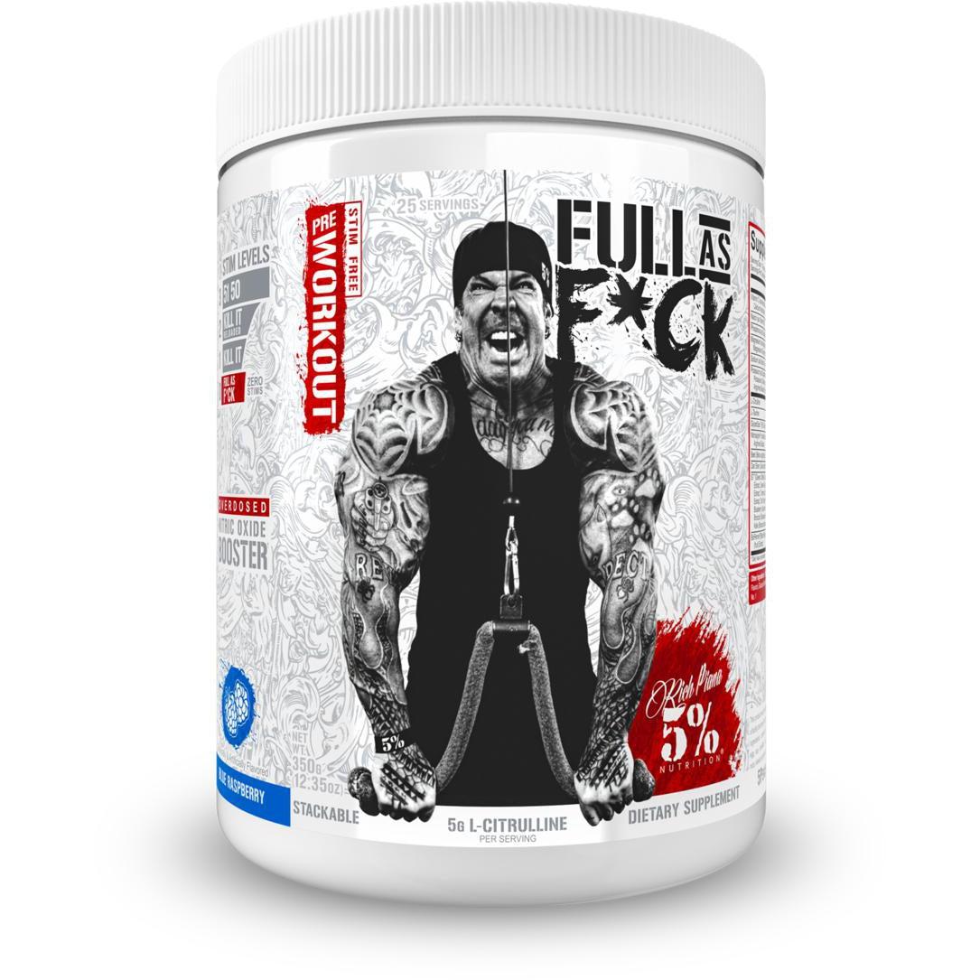 Rich Piana 5% Nutrition Full As F*ck Nitric Oxide Booster SALE-25 servings-Blue Raspberry-N101 Nutrition