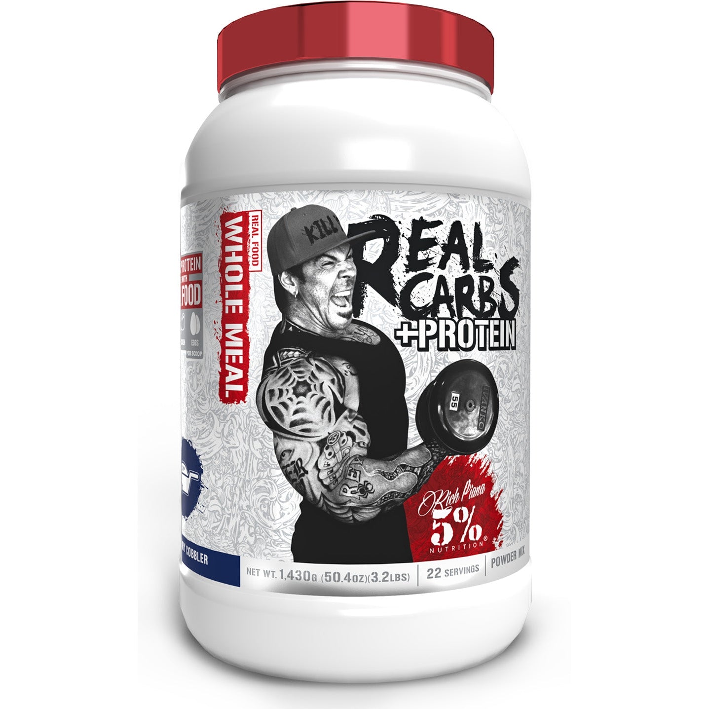 Rich Piana 5% Nutrition Real Carbs + Protein-20 servings-Blueberry Cobbler-N101 Nutrition