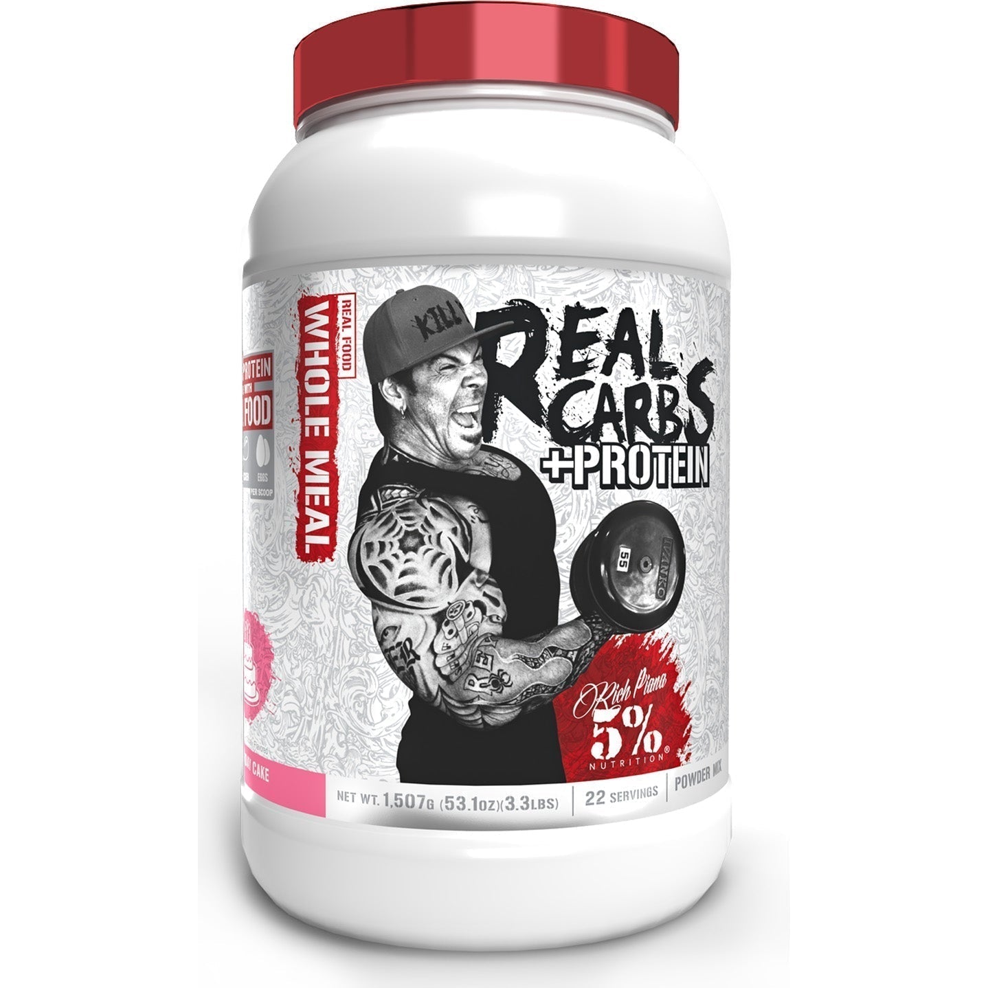 Rich Piana 5% Nutrition Real Carbs + Protein-22 servings-Birthday Cake-N101 Nutrition