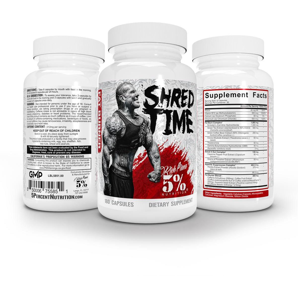 Rich Piana 5% Nutrition Shred Time-180 capsules-N101 Nutrition