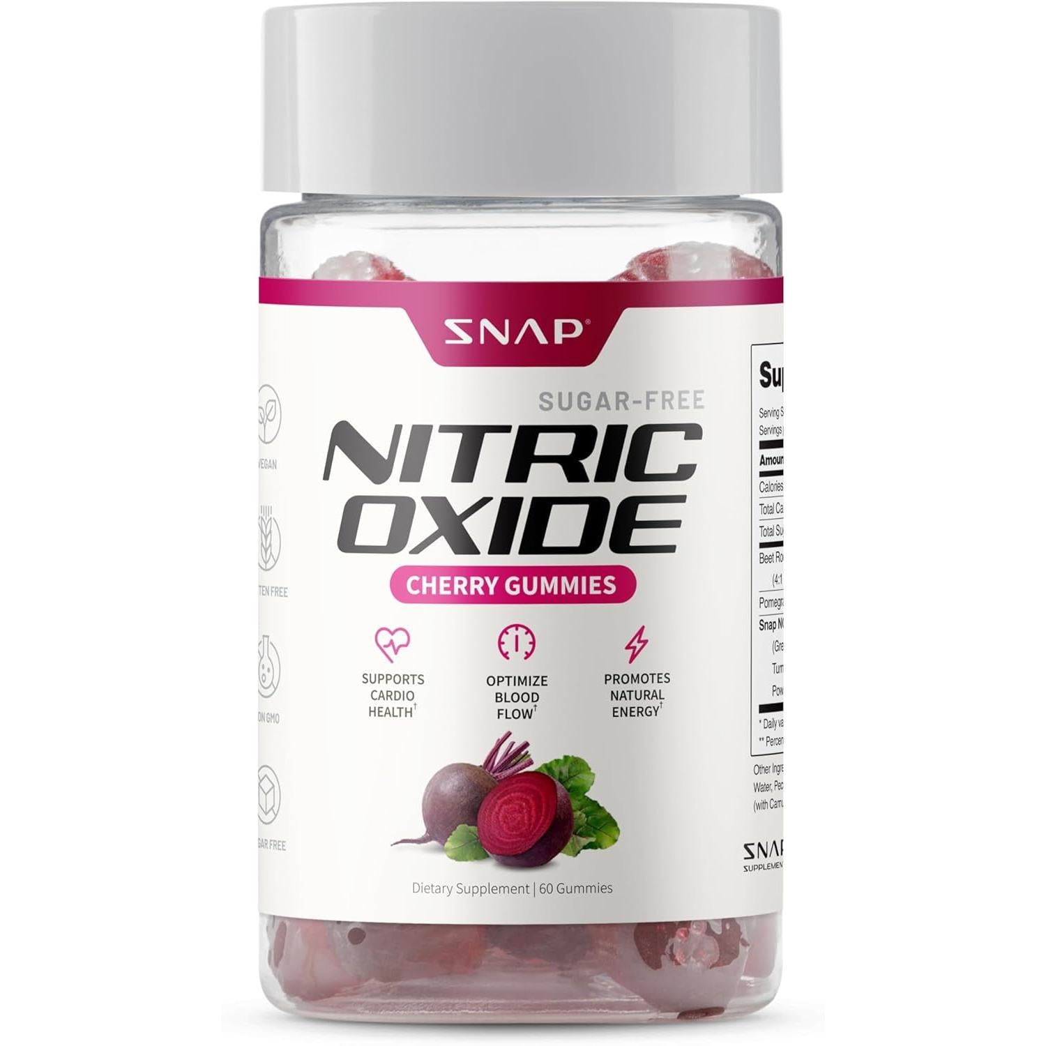 SNAP Nitric Oxide Cherry Gummies-60 count-N101 Nutrition