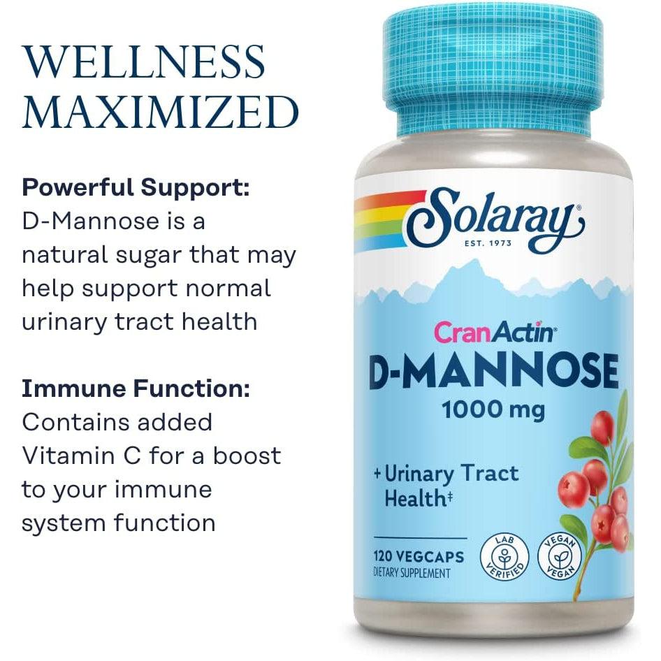 Solaray D-Mannose with CranActin-60 VegCaps-N101 Nutrition