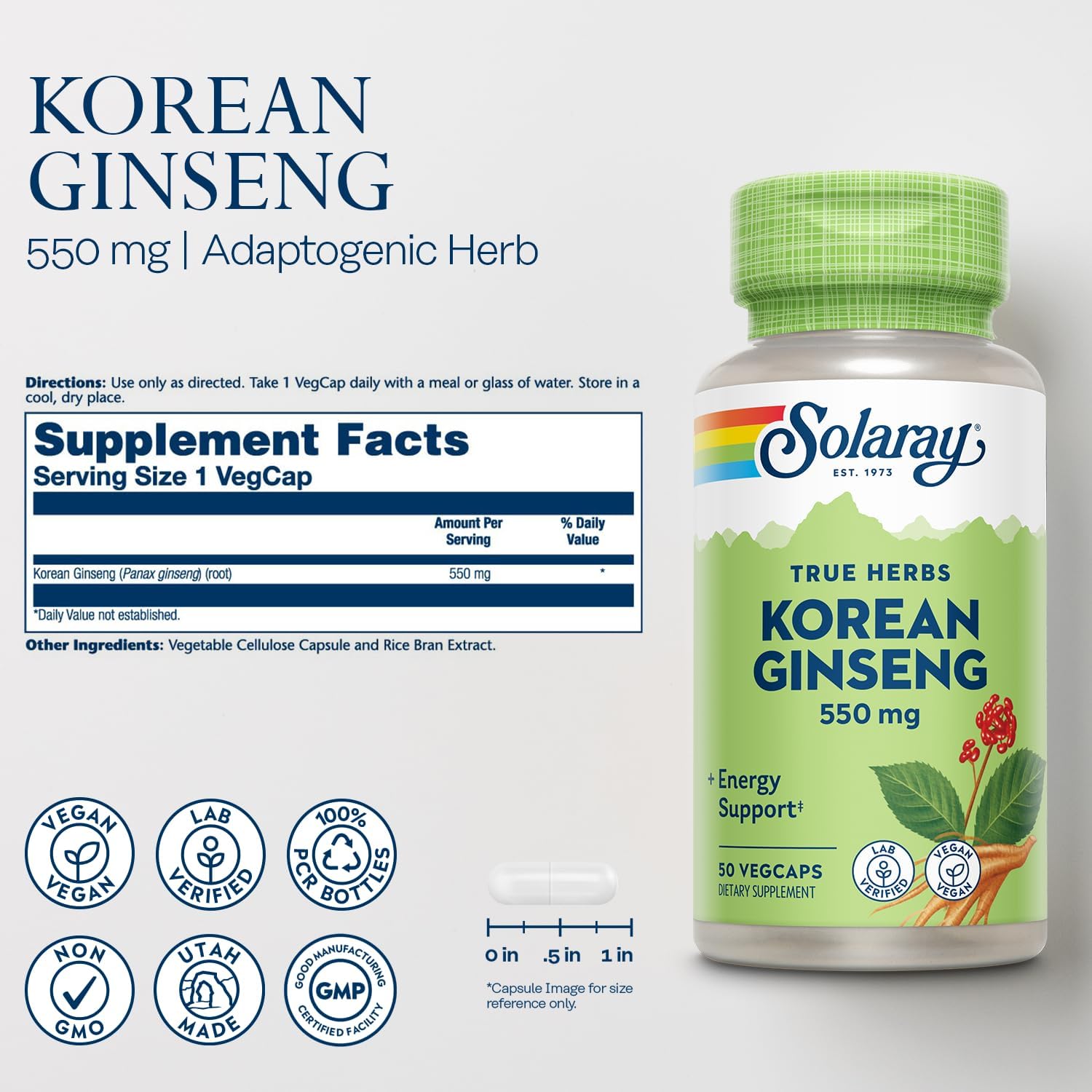 Solaray Korean Ginseng Root 550 mg-N101 Nutrition