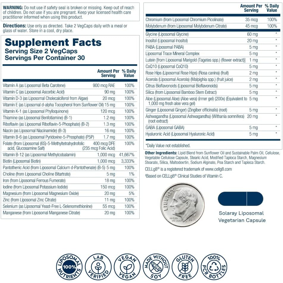 Solaray Liposomal Multivitamin for Women-60 vegcaps-N101 Nutrition