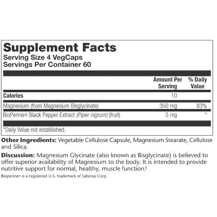 Solaray Magnesium Glycinate 350 mg-120 VegCaps-N101 Nutrition