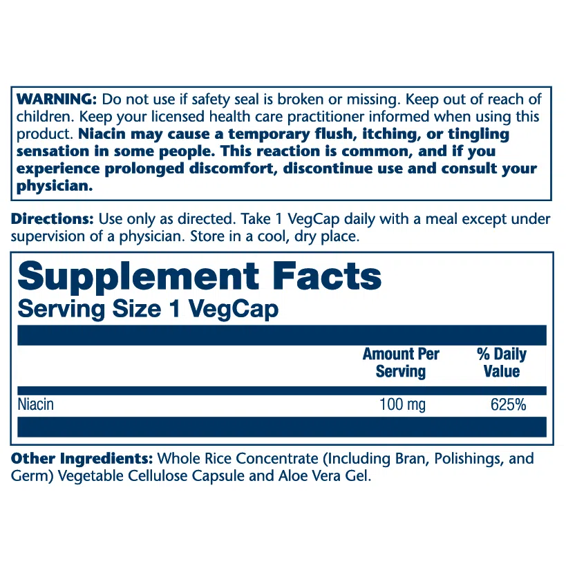 Solaray Niacin 100 mg-100 VegCaps-N101 Nutrition