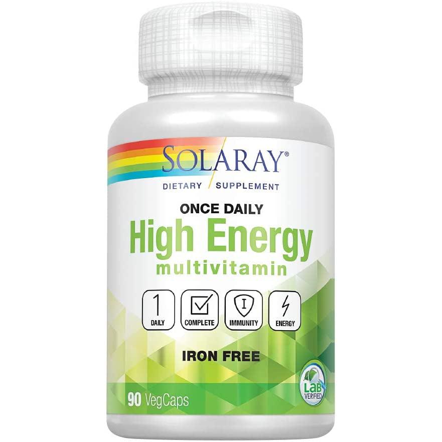 Solaray Once Daily High Energy Multivitamin (Iron-Free)-90 VegCaps-N101 Nutrition