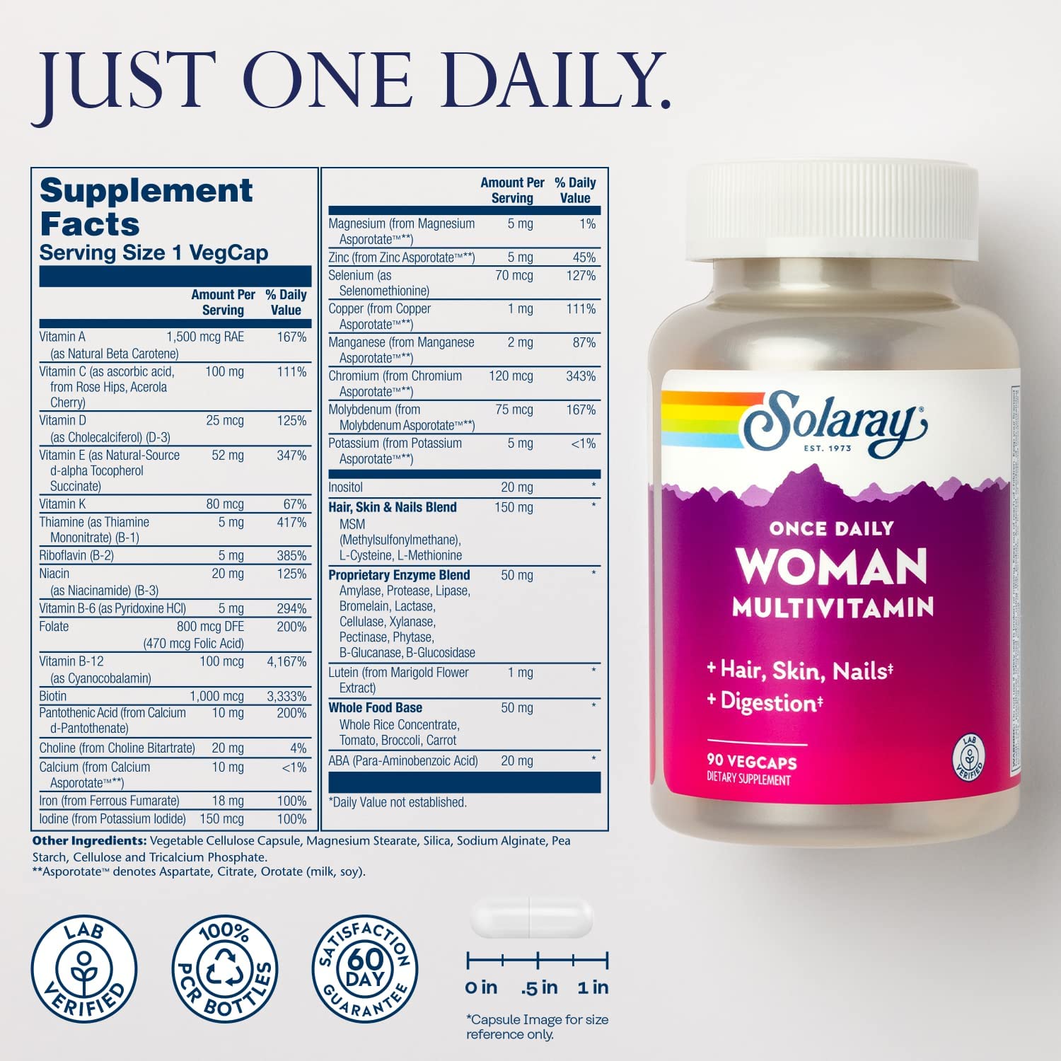 Solaray Once Daily Woman Multivitamin-90 VegCaps-N101 Nutrition