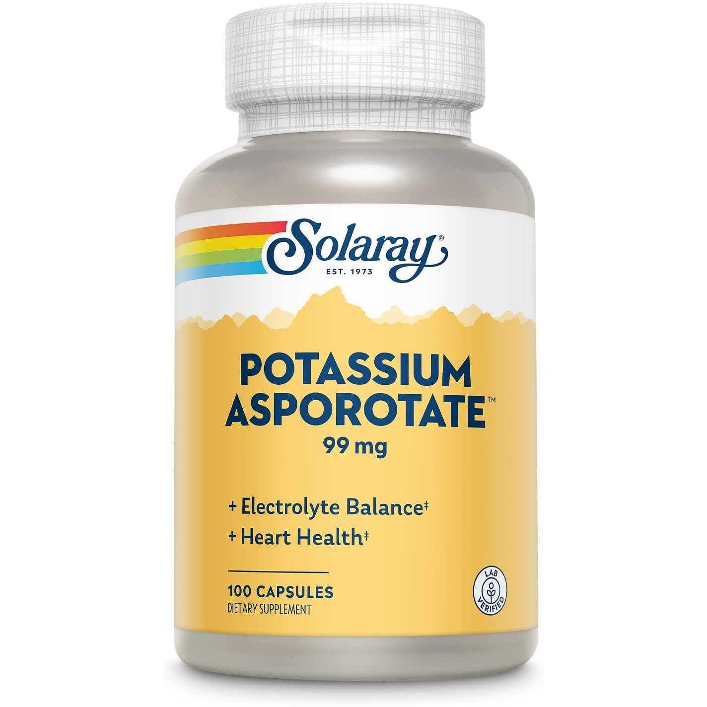 Solaray Potassium Asporotate 99 mg-100 capsules-N101 Nutrition