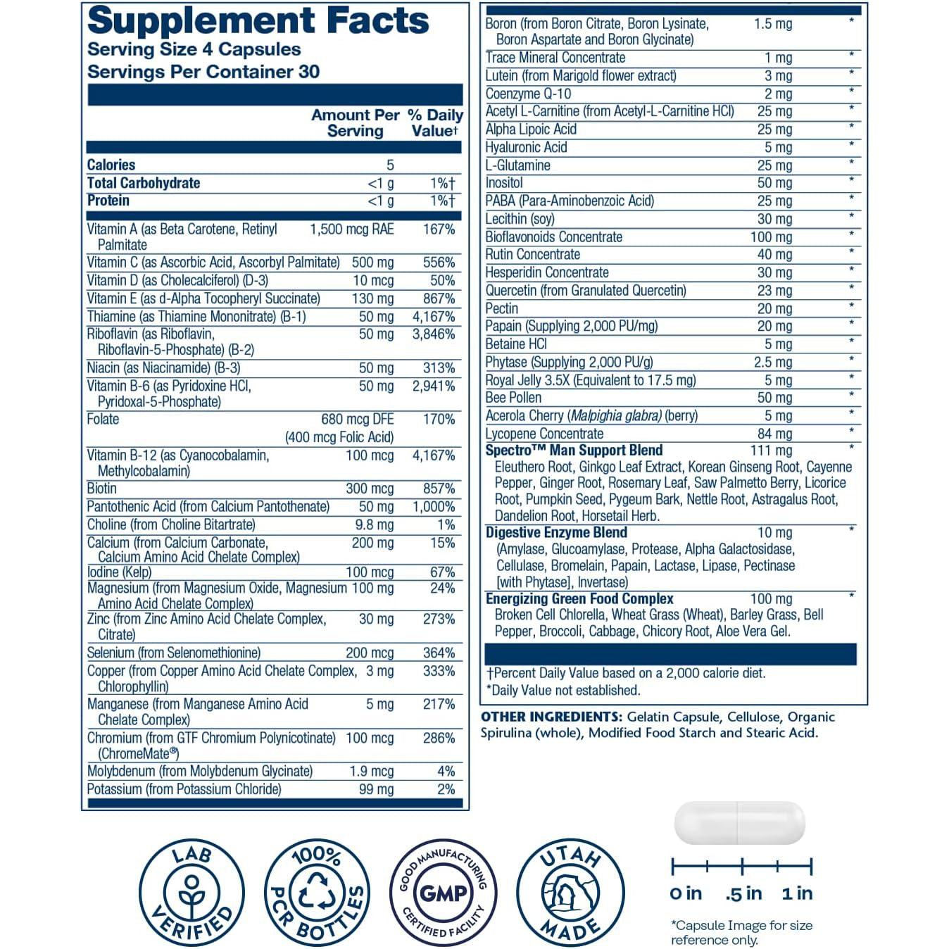 Solaray Spectro Man Multivitamin-120 capsules-N101 Nutrition