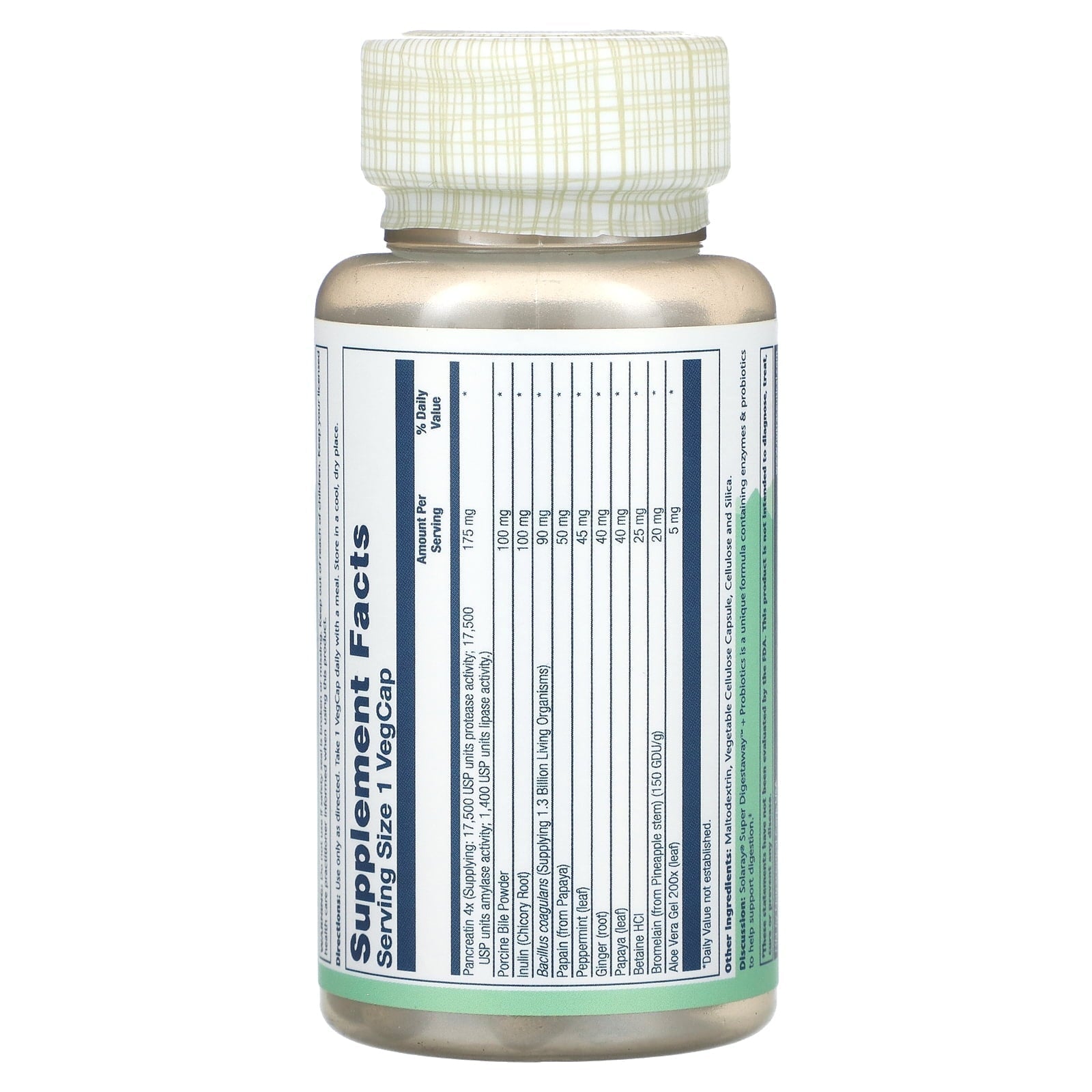 Solaray Super Digestaway + Probiotics-60 VegCaps-N101 Nutrition