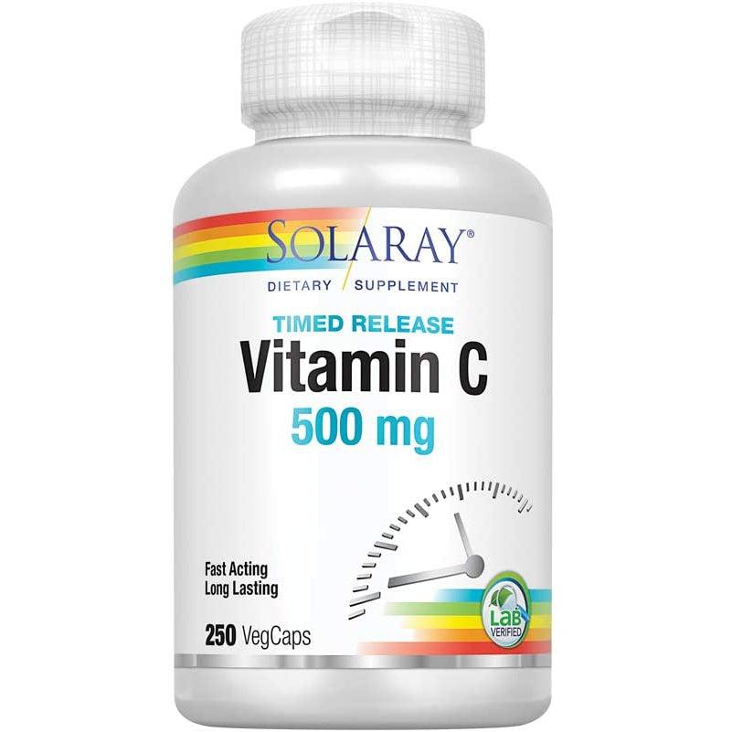 Solaray Vitamin C with Rose Hips & Acerola 500 mg (Timed Release)-250 VegCaps-N101 Nutrition