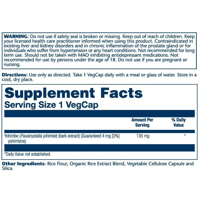 Solaray Yohimbe Bark Extract 135 mg-60 VegCaps-N101 Nutrition