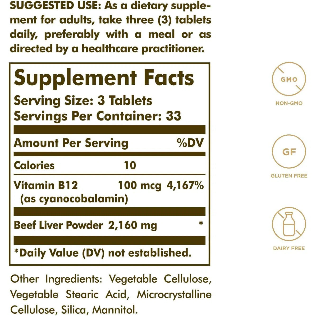 Solgar Desiccated Liver-100 tablets-N101 Nutrition