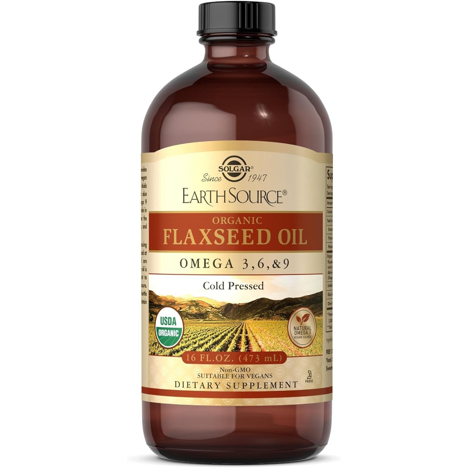 Solgar EarthSource Organic Flaxseed Oil-16 fl oz (473 mL)-N101 Nutrition