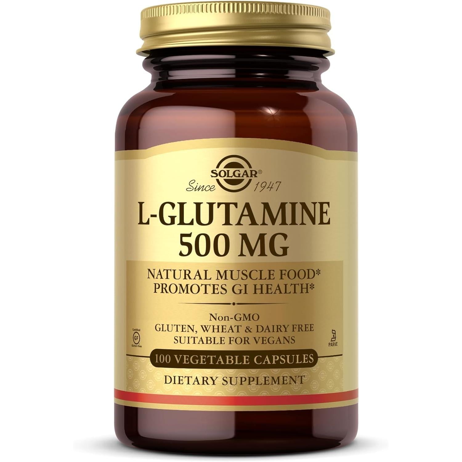 Solgar L-Glutamine 500 mg (EXP 02/2027 - FINAL SALE / NO RETURNS)-100 vegetable capsules-N101 Nutrition
