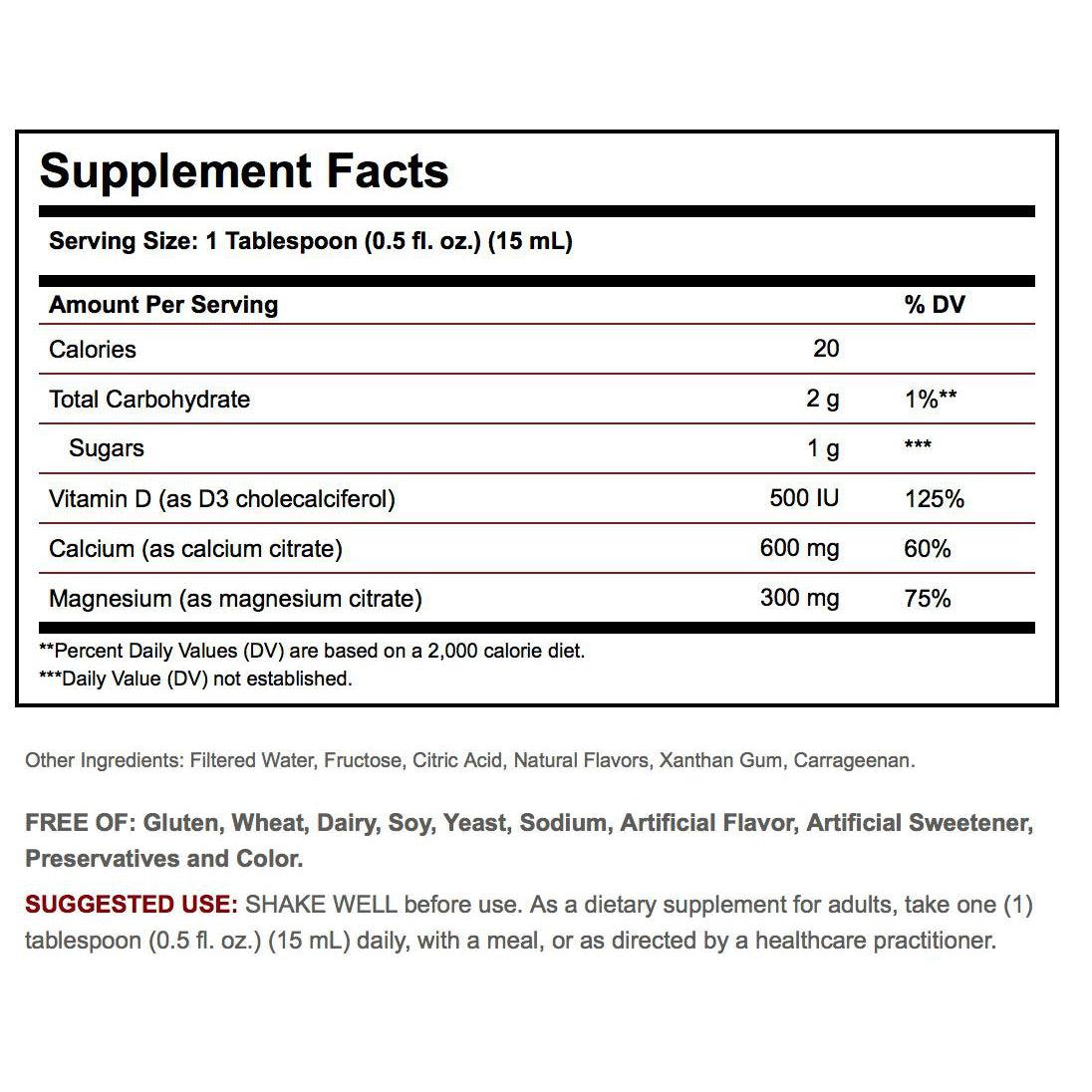 Solgar Liquid Calcium Magnesium Citrate with Vitamin D3 - Natural Strawberry Flavor-16 fl oz (473 mL)-N101 Nutrition