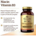 Solgar Niacin (Vitamin B3) 500 mg-100 vegetable capsules-N101 Nutrition