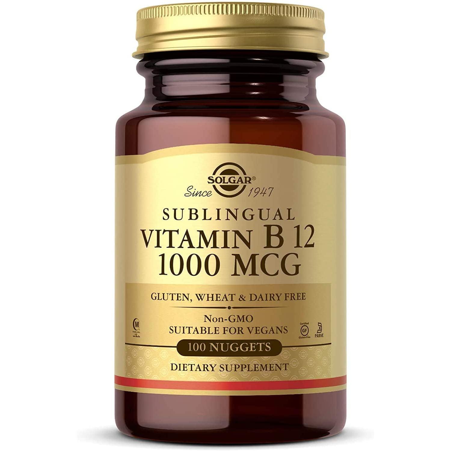 Solgar Sublingual Vitamin B12 1000 mcg-100 nuggets-N101 Nutrition