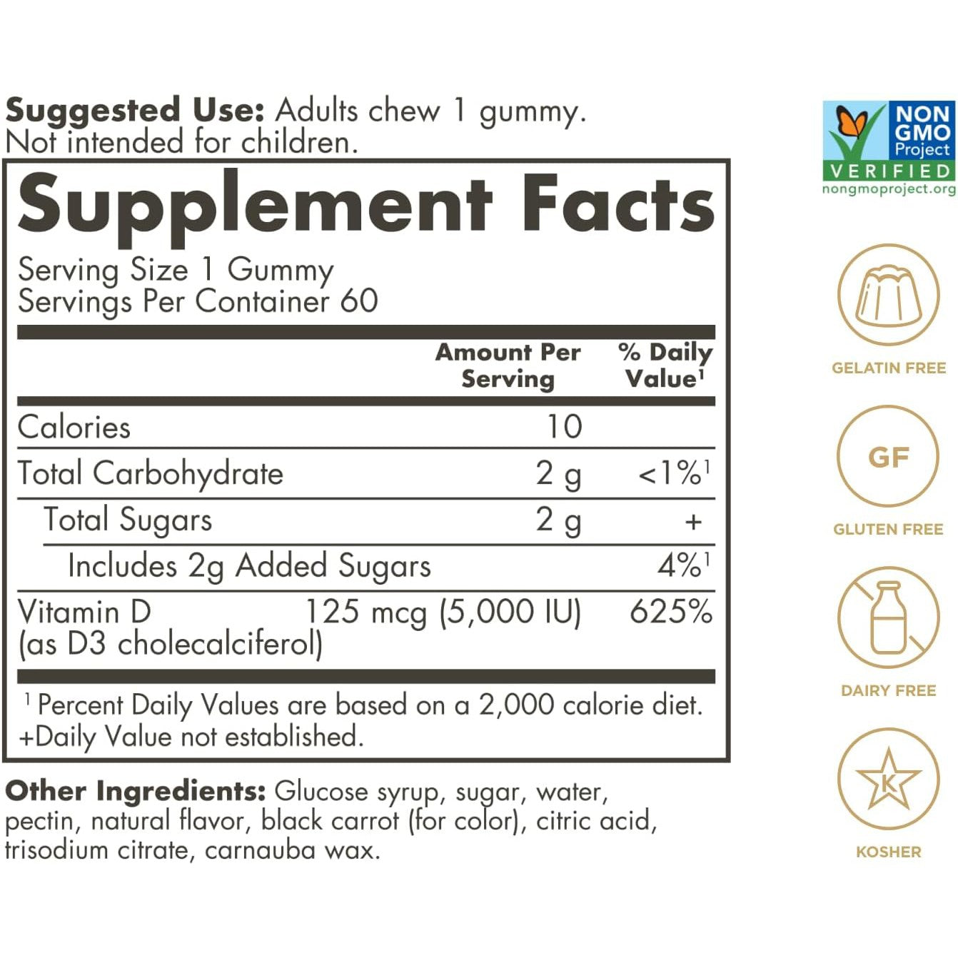 Solgar Ultra Potency Vitamin D3 Gummies 5000 IU (125 mcg)-60 gummies-Strawberry-N101 Nutrition