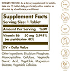 Solgar Vitamin B6 50 mg-100 tablets-N101 Nutrition