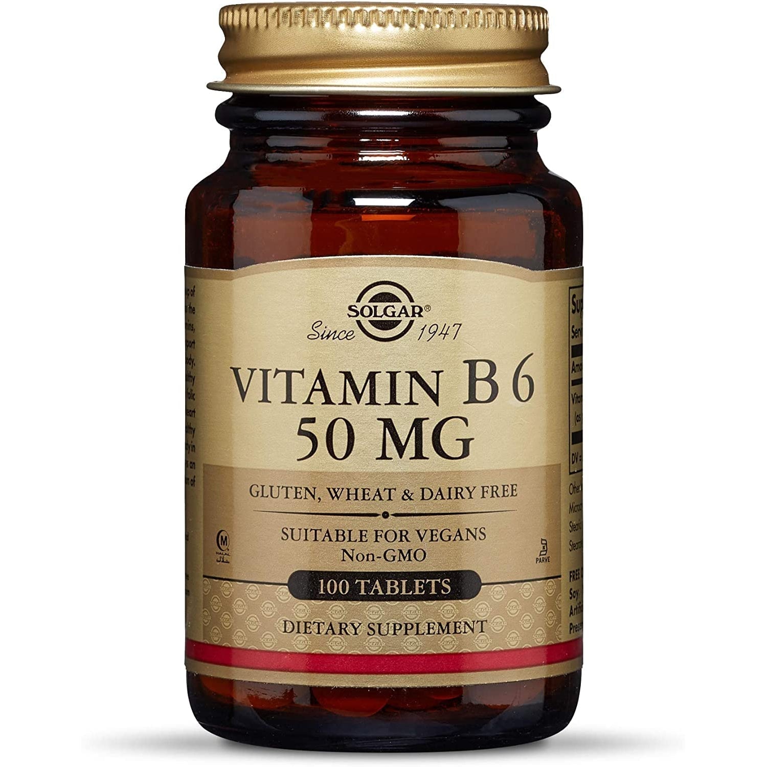 Solgar Vitamin B6 50 mg-100 tablets-N101 Nutrition