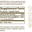 Solgar Vitamin D3 (Cholecalciferol) 125 mcg (5000 IU)-120 vegetable capsules-N101 Nutrition