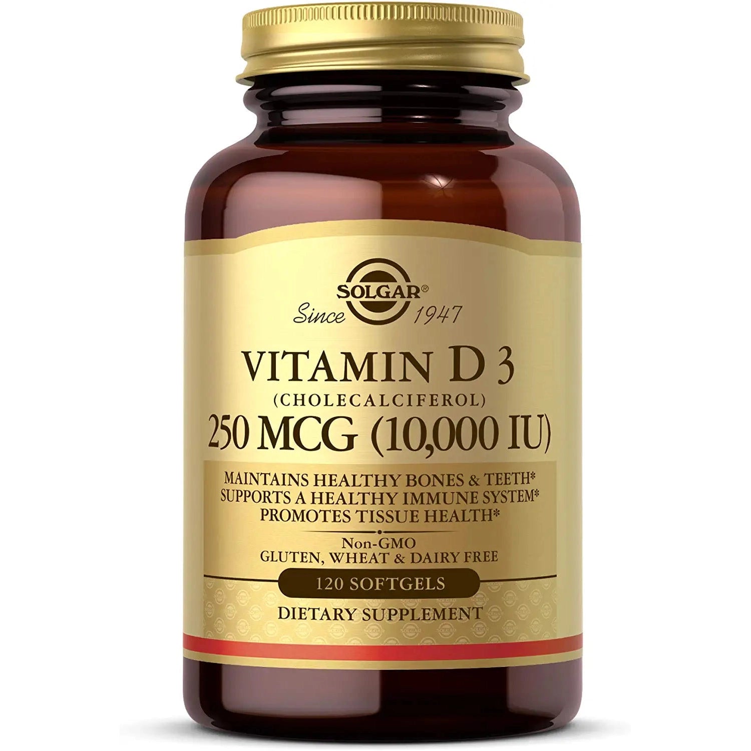 Solgar Vitamin D3 (Cholecalciferol) 250 MCG (10,000 IU)-120 softgels-N101 Nutrition