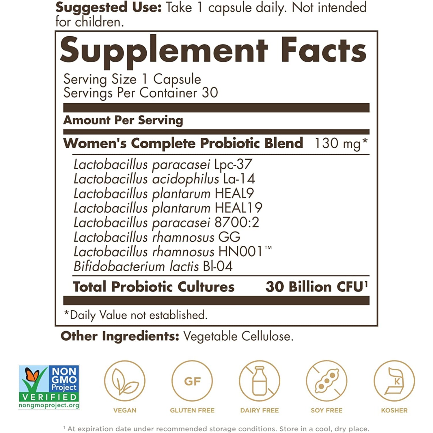 Solgar Women’s Complete Probiotic-30 vegan capsules-N101 Nutrition