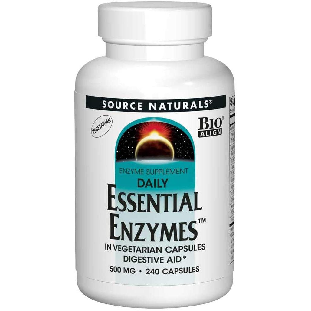 Source Naturals Daily Essential Enzymes (Vegetarian) 500 mg-240 vegetarian capsules-N101 Nutrition